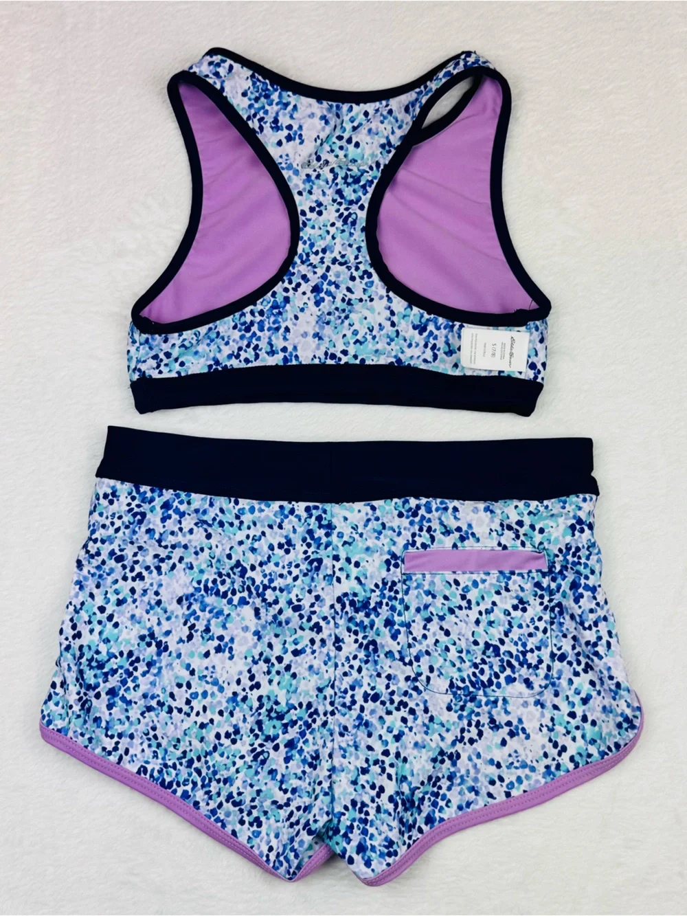 Eddie Bauer 2 piece set. Reversible Swim Top. Coverup shorts. Girls size S (7/8)